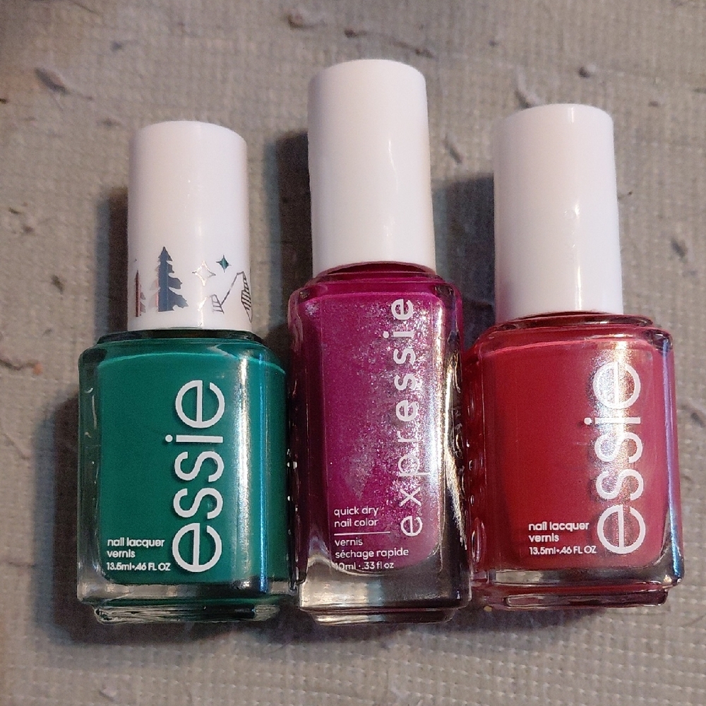 Essie Nail Polish Trio - Teal, Pink, Red